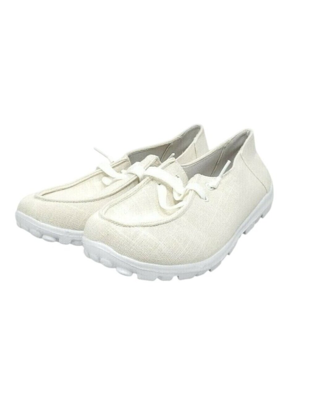 Women's Slip On Loafers Size 9 Cream Fabric Upper Lightweight